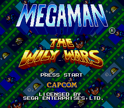 Mega Man - The Wily Wars SRAM Save Hack Title Screen
